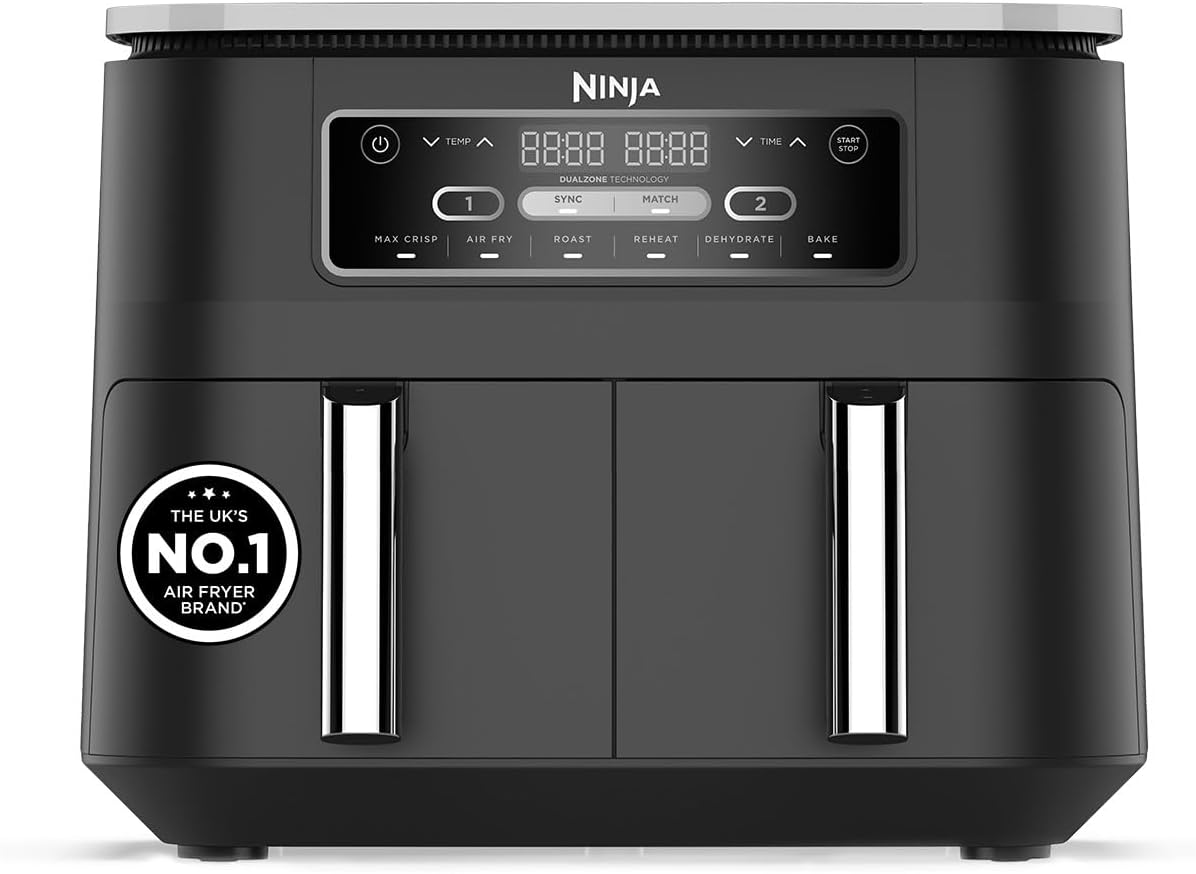 519tKaMrTZL._AC_SL1400.jpg Dual Zone Digital Air Fryer 7.6L 6-in-1 Black - Image 1