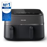 Dual Air Fryer 9L 2750W 13 Presets Digital Touchscreen Black & Silver - Image 2