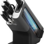 Knife Block Set With Integrated Sharpener 6-Piece Stainless Steel Black