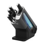 Knife Block Set With Integrated Sharpener 6-Piece Stainless Steel Black - Image 2
