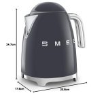 50's Style Jug Kettle 1.7L 3000W Soft Opening 360 Swivel Base Slate Grey - Image 9