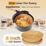 Air Fryer Liners 205 Pcs 8 Inch Disposable Non-Stick Paper For 5-8 Qt Basket - Image 3