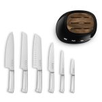 Knife Block Set With Integrated Sharpener 6-Piece Stainless Steel Black - Image 8