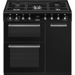 90cm Dual Fuel Range Cooker 61L Fan Convection Black - Image 2