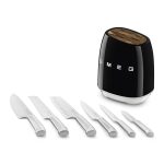 Knife Block Set With Integrated Sharpener 6-Piece Stainless Steel Black - Image 6