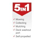 Self-Propelled Petrol Lawn Mower 42cm 131cc 45L Grass Box Red Black - Image 2
