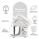 Mini Stand Mixer 3.5L 10 Speed 800W Dough Hook Whisk Beater Grey White - Image 6