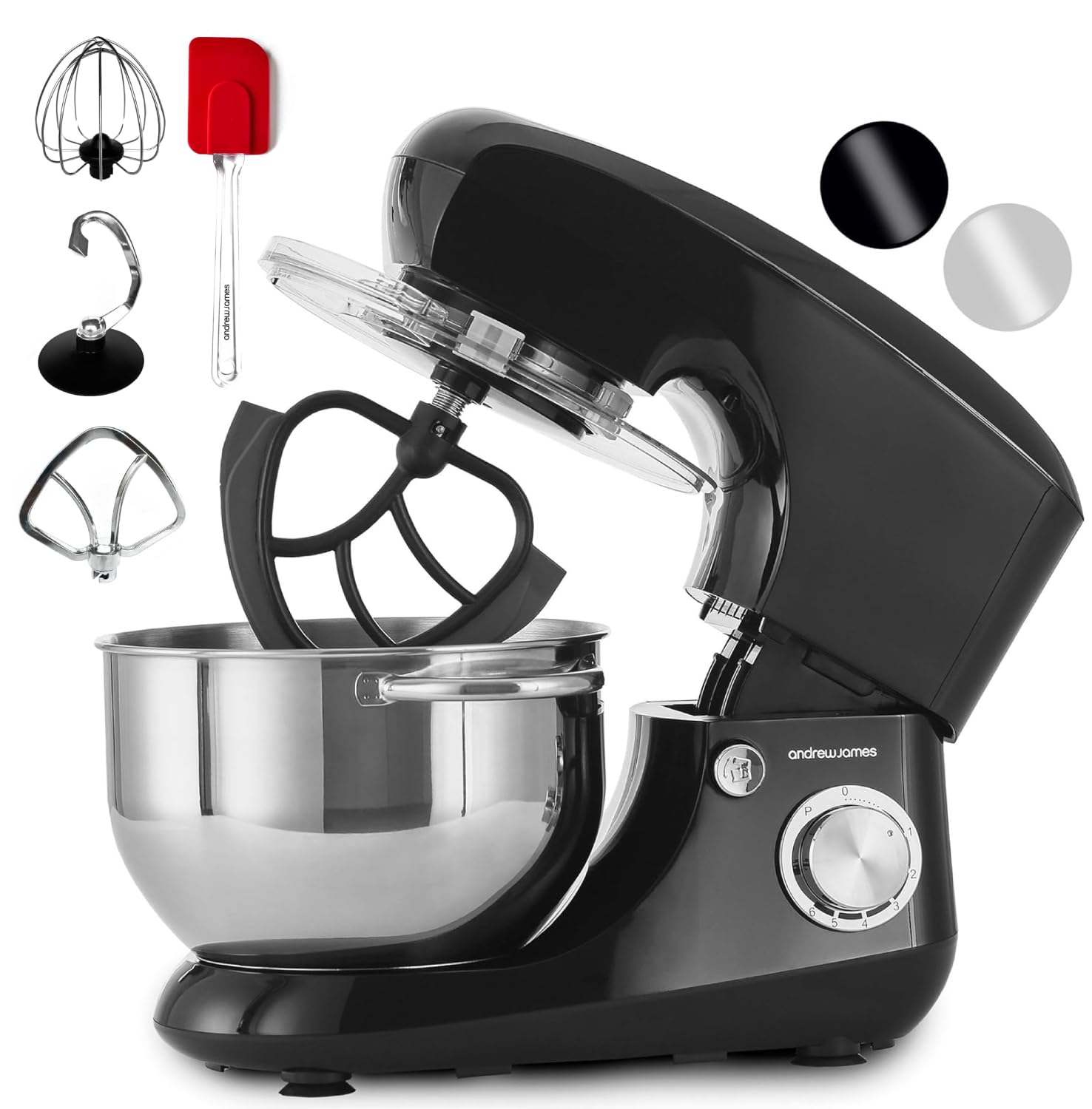 611VXOEYj8L._SL1500.jpg Stand Mixer 1300W 5.5L Stainless Steel Bowl 6 Speeds Pulse Black - Image 1