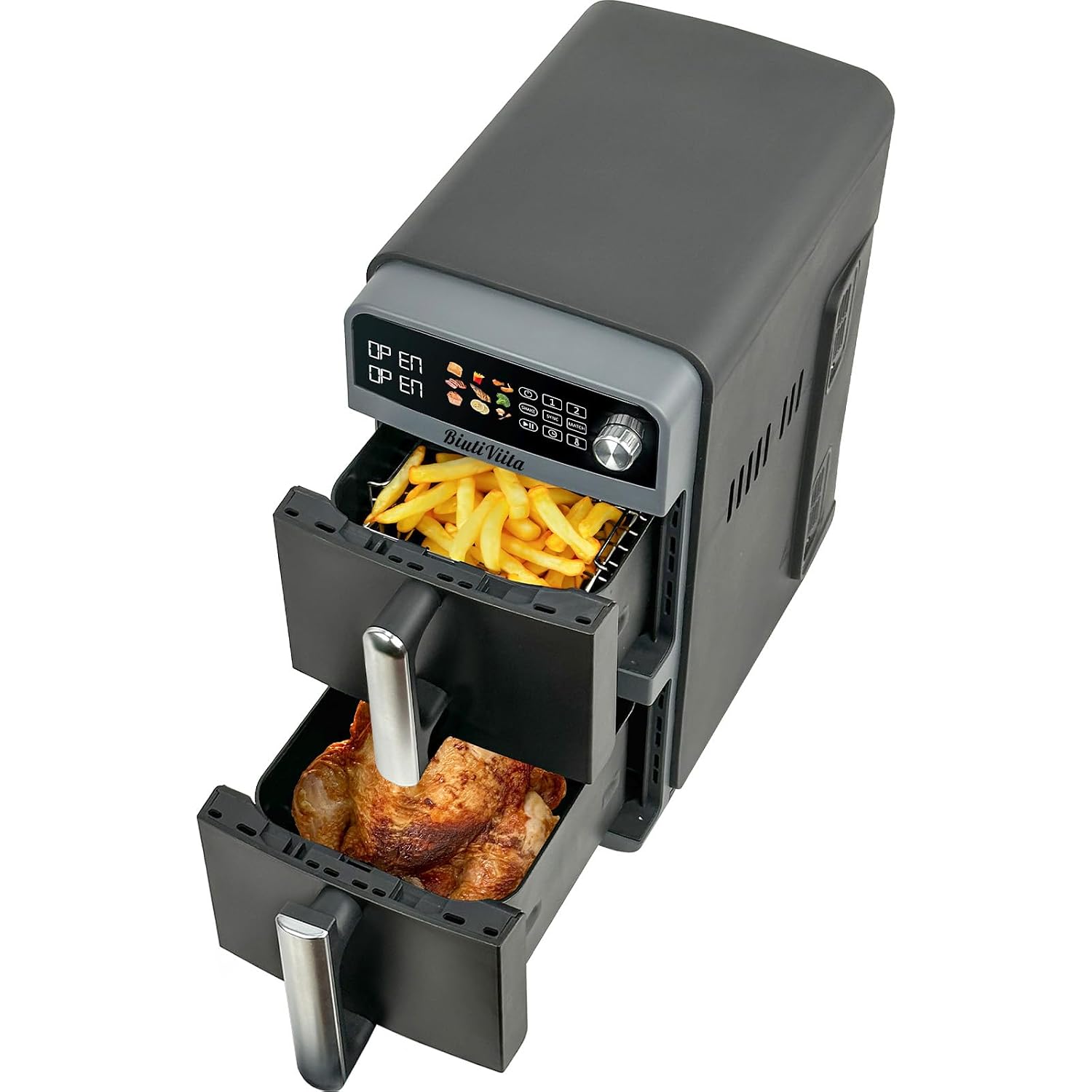 6151dmQy9ZL._SL1500.jpg Freestanding Double Stack Airfryer 10L 2400W 9 Functions Black - Image 1