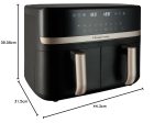 Dual Air Fryer 9L 2800W Dual Basket Touch Control Black - Image 9