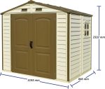 Plastic Garden Storage Shed 8 X 6 Ft Brown Double Doors Lockable - Image 7