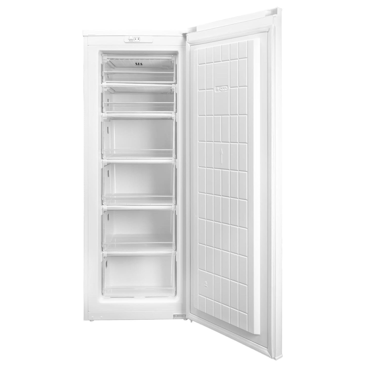 61D7YeC2Y_L._SL1500.jpg Upright Freezer 160L 6 Compartments Adjustable Thermostat Reversible Door White - Image 1