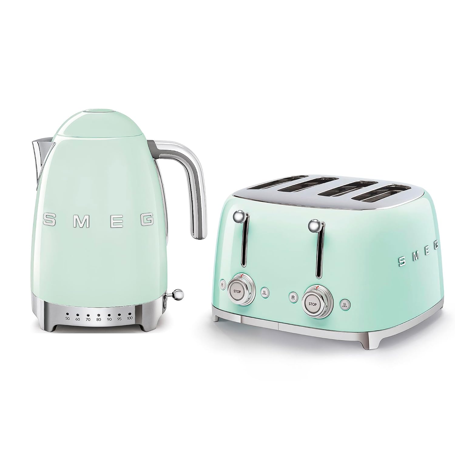 61FilK1q-8L._SL1500_741a84bc-0606-44e5-922d-e5f41a1a9426.jpg Kettle 1.7L 3kW Acoustic Alarm Pastel Green & Toaster 4 Slice 2kW Pastel Green - Image 1