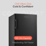 Tall Freestanding Freezer 142L Reversible Door 42dB Black - Image 2