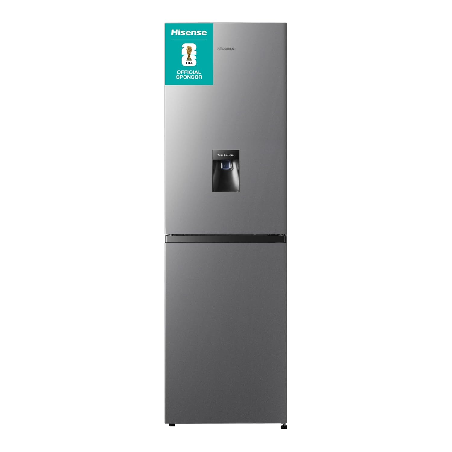 61K2nwH6KmL._SL1500.jpg Freestanding Fridge Freezer 256L Total No Frost Water Dispenser Silver - Image 1