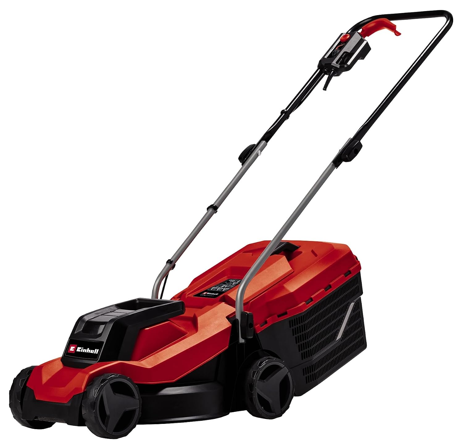 61LIkuv4XeL._SL1500.jpg Electric Lawn Mower 32cm 1000W 30L Grass Box 3 Cutting Heights Red Black - Image 1