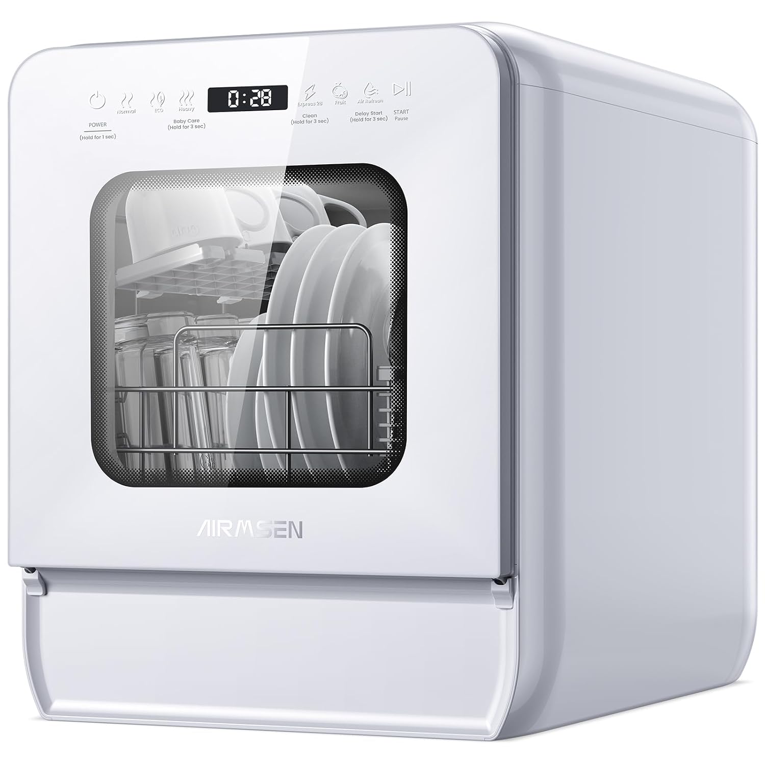 61MNZi930WL._SL1500.jpg Portable Countertop Dishwasher 5L Tank 9 Programs 37cm Narrow White - Image 1