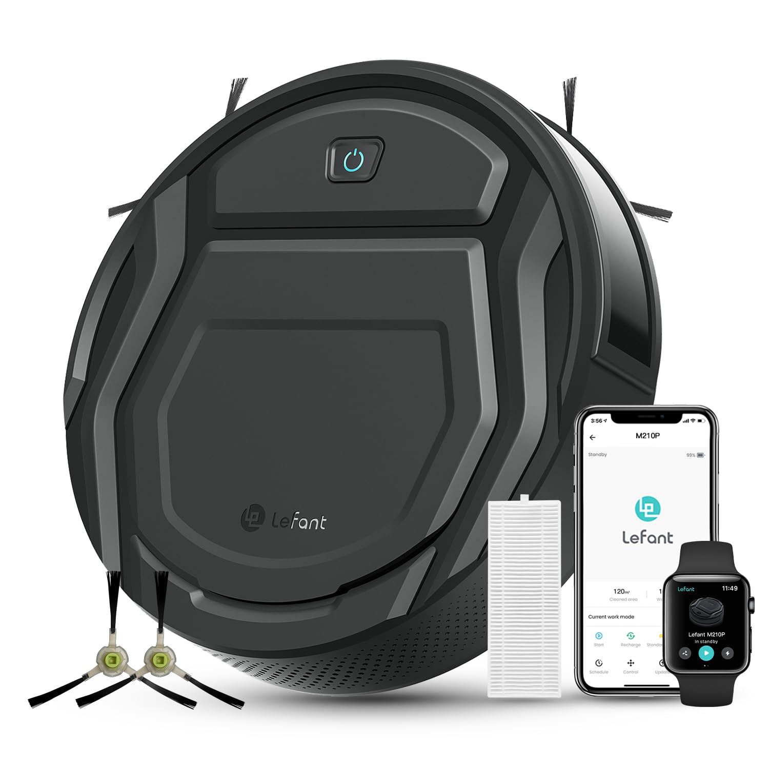 61R08mDJ-PL._SL1500.jpg Robot Vacuum And Mop 5000Pa Carpet Boost 120 Min Black - Image 1