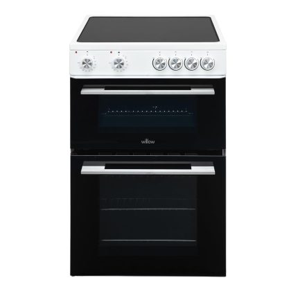 Freestanding Electric Cooker 68L Twin Cavity Ceramic Hob 4 Zones White