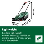 Corded Lawn Mower 32cm 1200W 31L Grass Box Extra Blade - Image 5