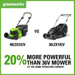 Cordless Lawn Mower 46cm 48V Self-Propelled 55L Bag 2x4Ah Batteries - Image 3
