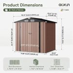 Metal Garden Storage Shed 6 X 4 Ft Brown Alloy Steel Lockable Doors - Image 6