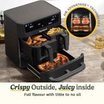 Tri Zone 13.6L Air Fryer Oven 3 Independent Cooking Zones PFAS-Free Black - Image 3