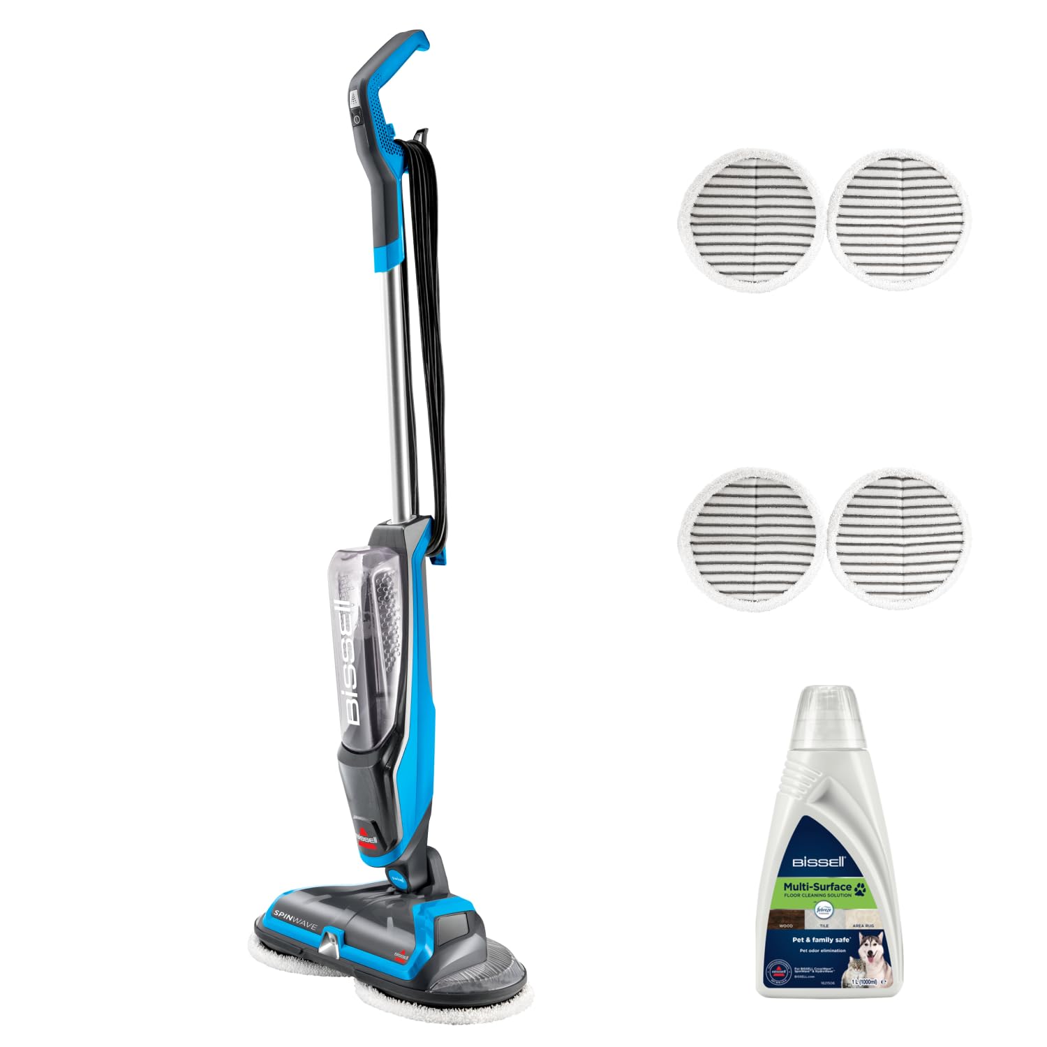 61d8doysX7L._SL1500.jpg Electric Mop 105W Rotating Pads Hard Floor Cleaner Polisher Titanium/Blue - Image 1