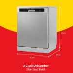 Freestanding Dishwasher 14 Place Settings 60cm Stainless Steel - Image 2