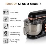 Stand Mixer 5L 6 Speeds Pulse Function 1000W Rose Gold - Image 3