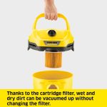 Wet And Dry Vacuum Cleaner 12L 1000W Blowing Function Yellow - Image 2