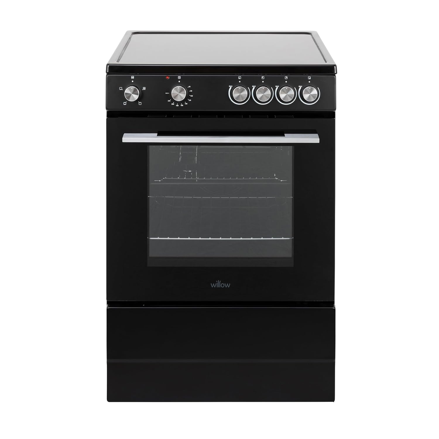 61hscKS9hEL._SL1500.jpg Freestanding Electric Single Cavity Cooker 68L 4 Ceramic Hobs Black - Image 1