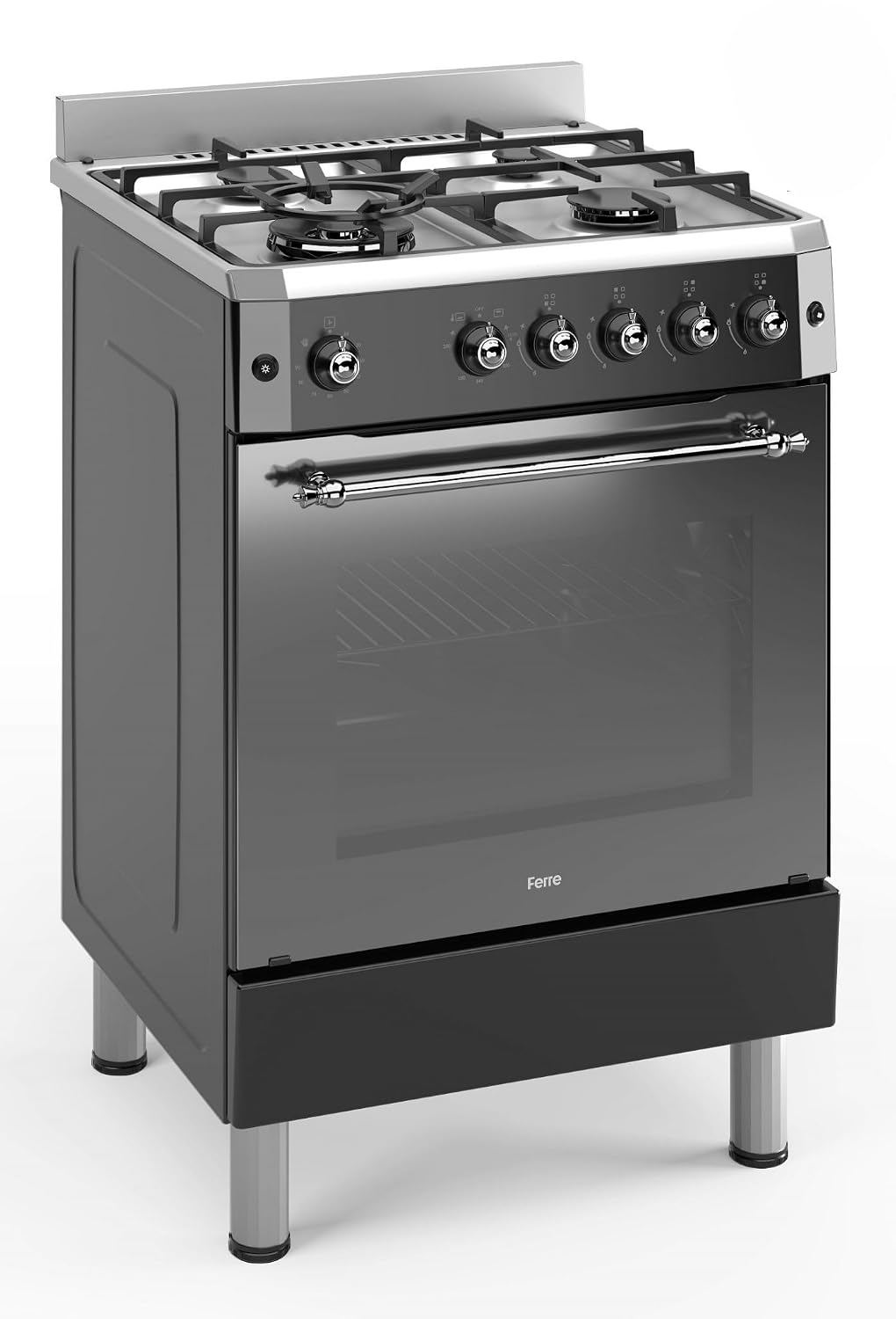 61iqt5h3pXL._SL1500.jpg Freestanding Gas Cooker 59L 4 Burner Wok Burner Turbo Fan Stainless Steel - Image 1