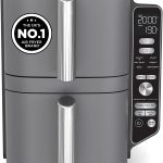 Double Stack XL Air Fryer 9.5L 2470W Vertical Dual Drawer Grey