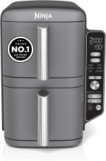 Double Stack XL Air Fryer 9.5L 2470W Vertical Dual Drawer Grey