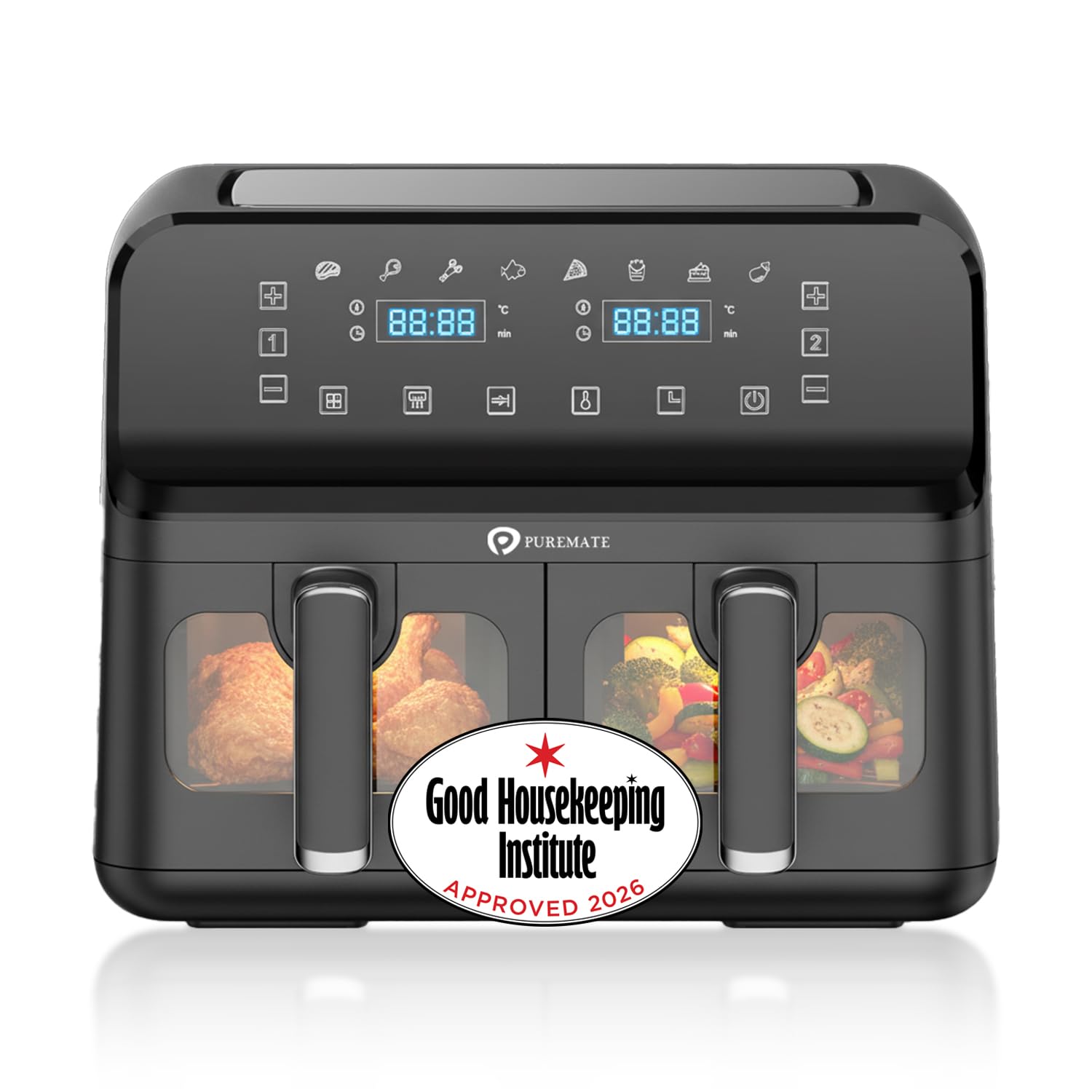 61lvUJ3ur3L._SL1500.jpg Dual Air Fryer 9L 2500W 8 Presets Digital Display Black - Image 1