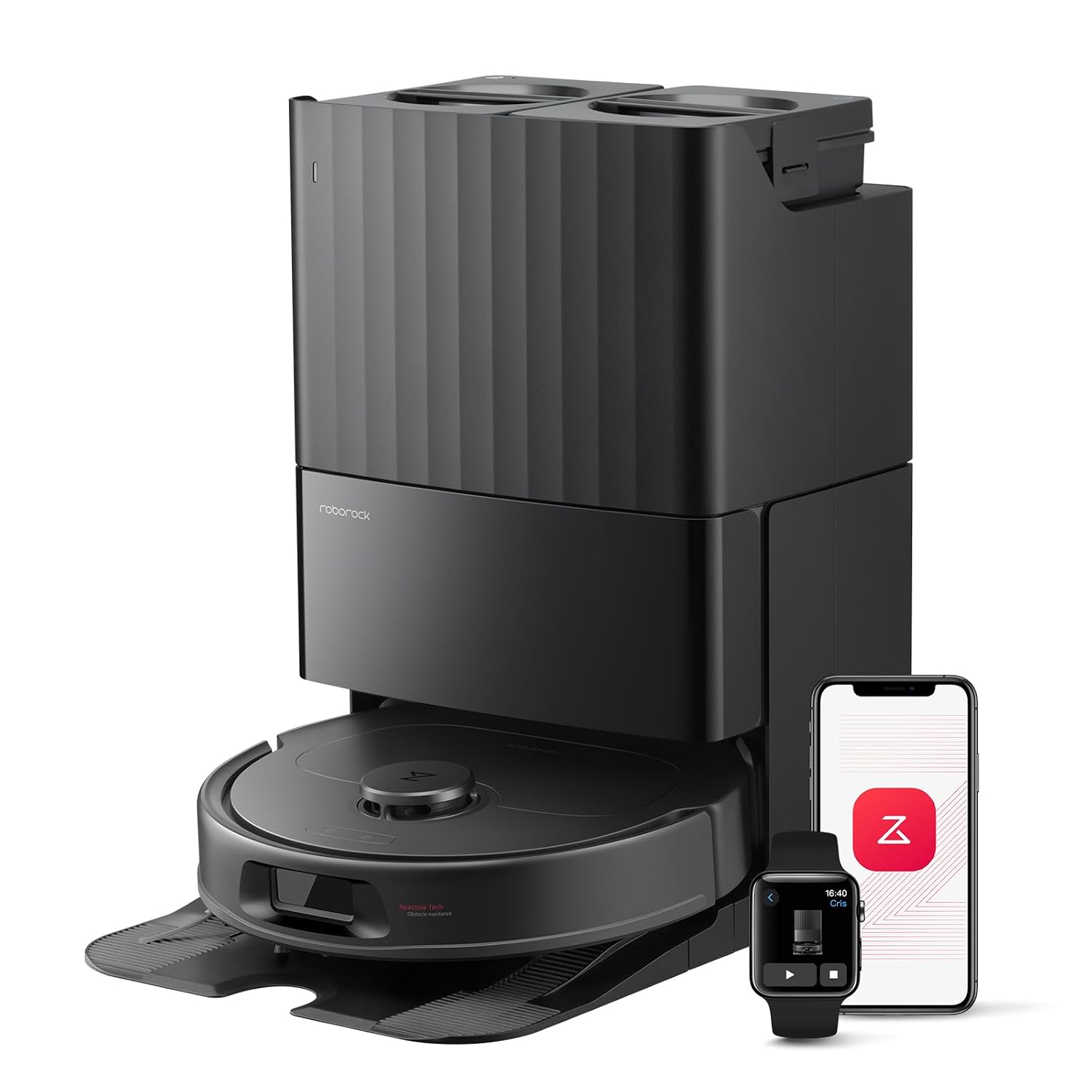 61qNJUfsWZL._SL1500.jpg Robot Vacuum Cleaner With Mop 10000Pa Suction Dual Anti-Tangle Brushes Black - Image 1