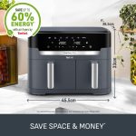Dual Air Fryer 11L 8 In 1 2700W Touchscreen Java-Grey - Image 8