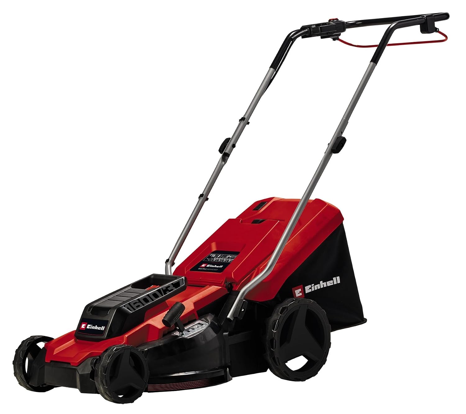 61u446Kel6L._SL1500.jpg Corded Electric Lawn Mower 37cm 1600W 38L Grass Box 5 Heights Red Black - Image 1