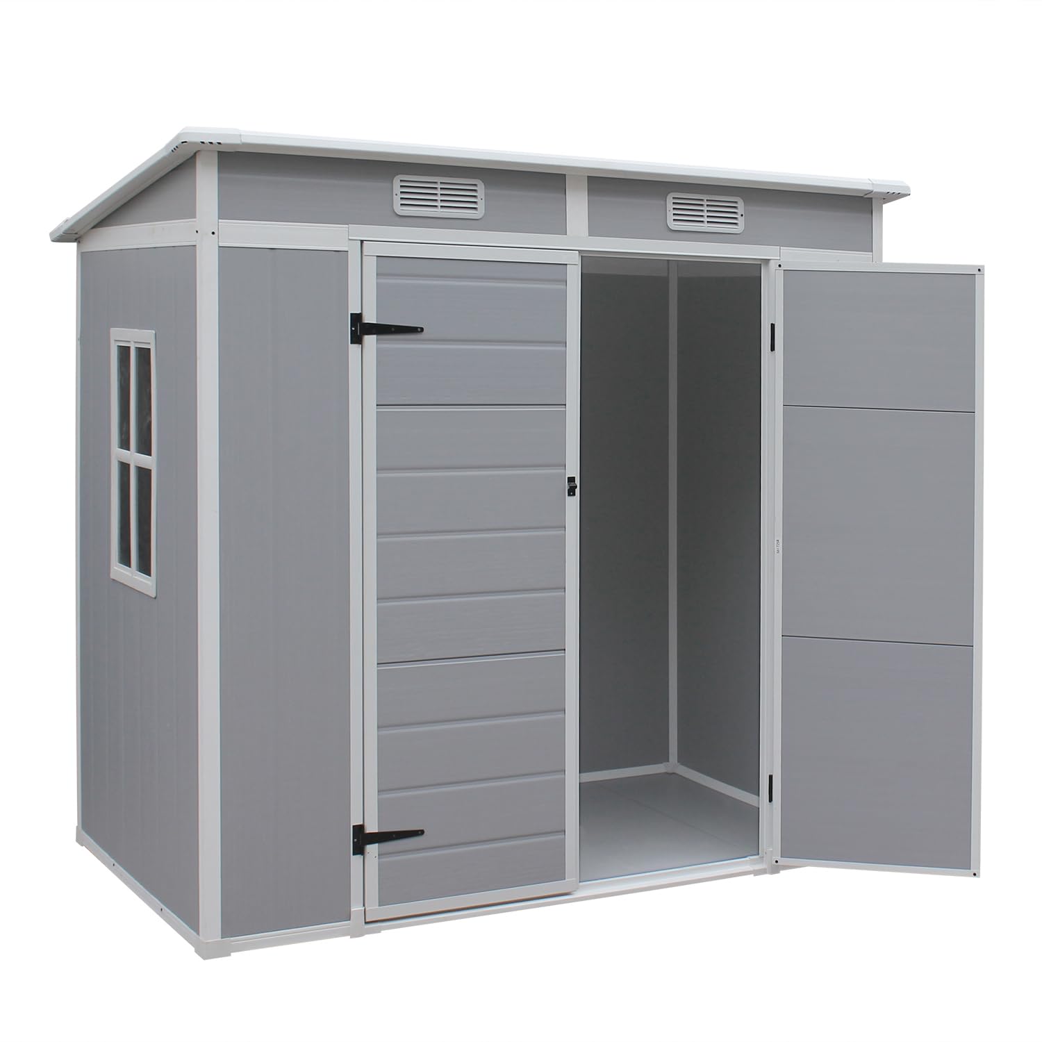 61uzVq2FUsL._SL1500.jpg Outdoor Garden Storage Shed 6 X 4 Ft Grey Plastic Aluminium Frame - Image 1