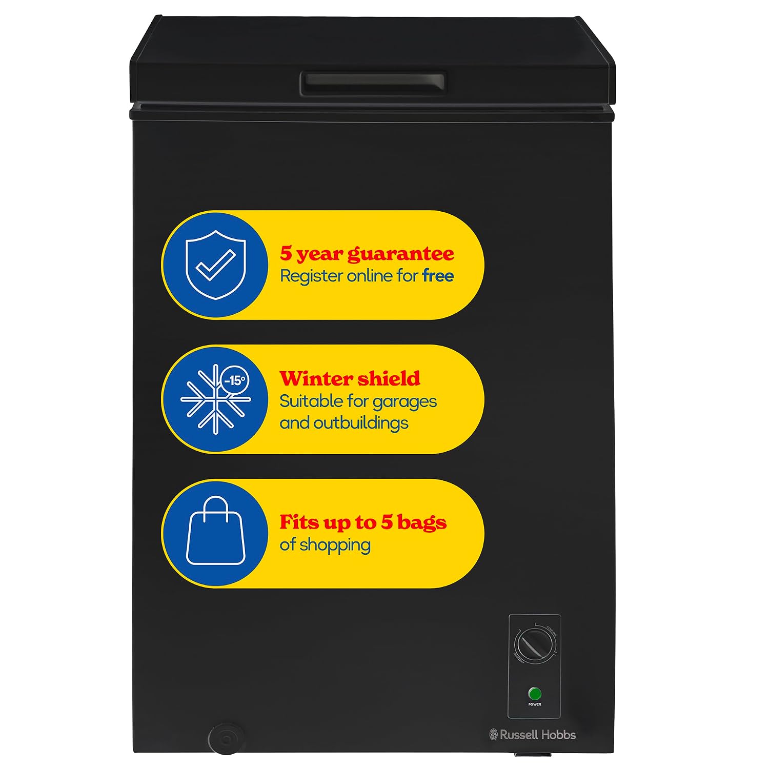 61vL5ky-7UL._SL1500.jpg Chest Freezer 99L Freestanding With Adjustable Temperature Black - Image 1
