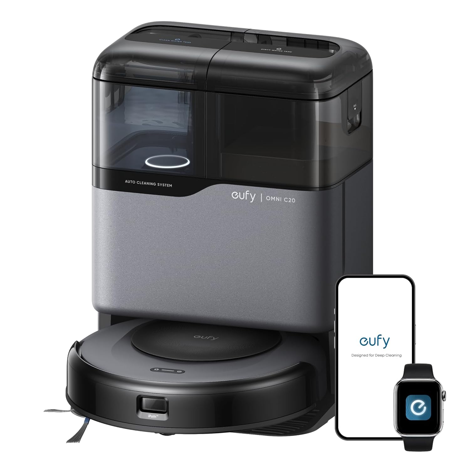 61vYR71BkDL._SL1500.jpg Robot Vacuum Cleaner With Mop 7000Pa Suction Ultra-Slim Black - Image 1