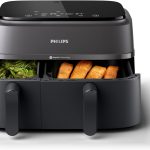 Dual Air Fryer 9L 2750W 13 Presets Digital Touchscreen Black & Silver
