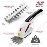 2-in-1 Cordless Hedge Trimmer & Grass Shear 7.2V 1500mAh 17cm Blade Black White - Image 7