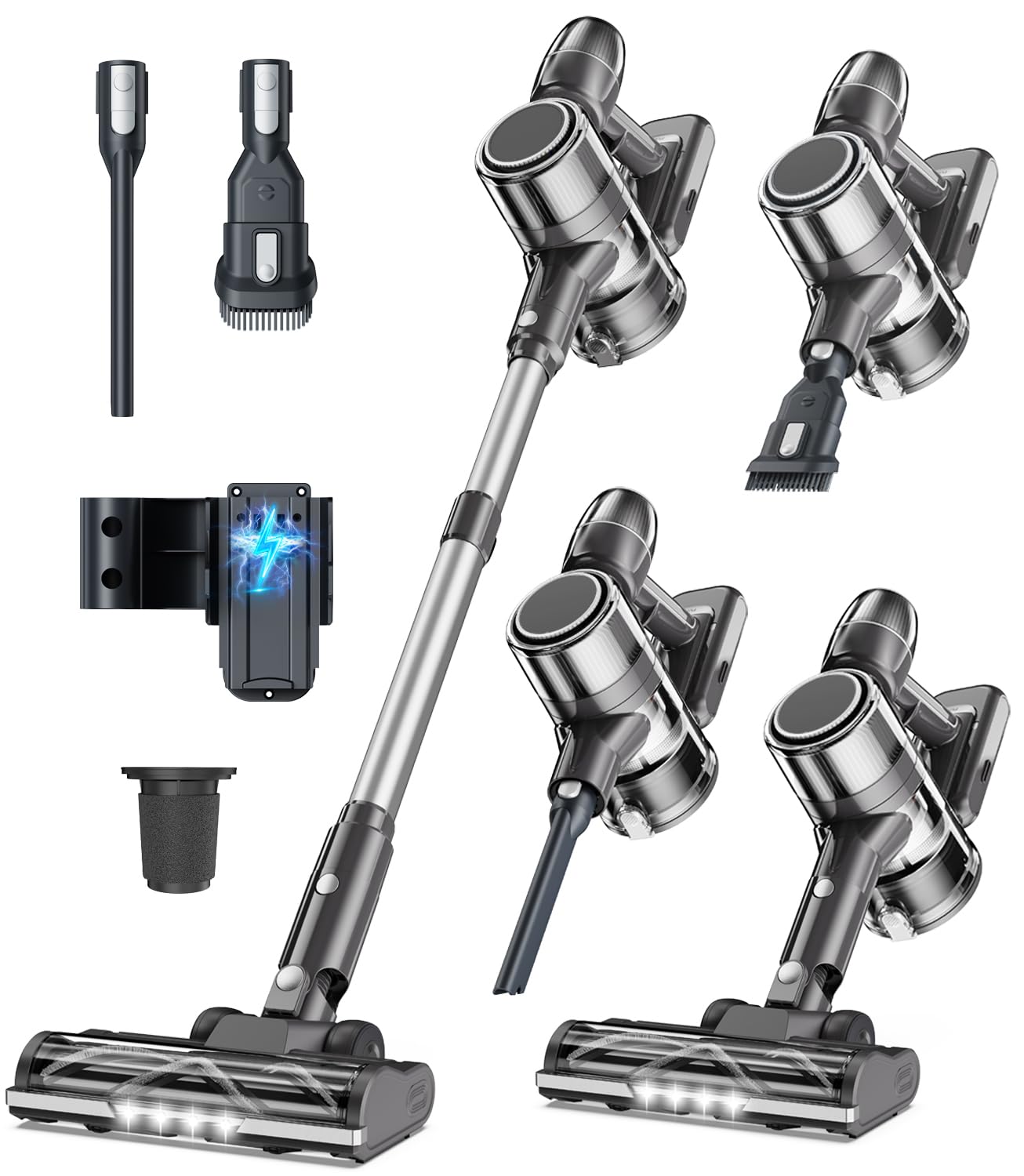 710qqKJFaxL._SL1500.jpg Stick Vacuum 350W 2500mAh 60 Min Runtime Anti-Tangle Grey - Image 1