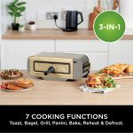 3-in-1 Toaster Grill And Panini Press 7 Functions Flip Design Stone Gold - Image 2