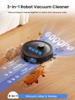 Robot Vacuum And Mop 6000Pa Self-Emptying LiDAR Navigation Black - Image 4