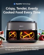 Dual Air Fryer 9L 2750W 13 Presets Digital Touchscreen Black & Silver - Image 4