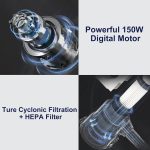 Cordless Stick Vacuum 0.8L 22.2V 150W 2-in-1 Handheld Upright Blue - Image 6