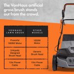 Corded Electric Artificial Grass Sweeper 1800W 45L Bag 380mm 5 Heights Grey Black Orange - Image 6